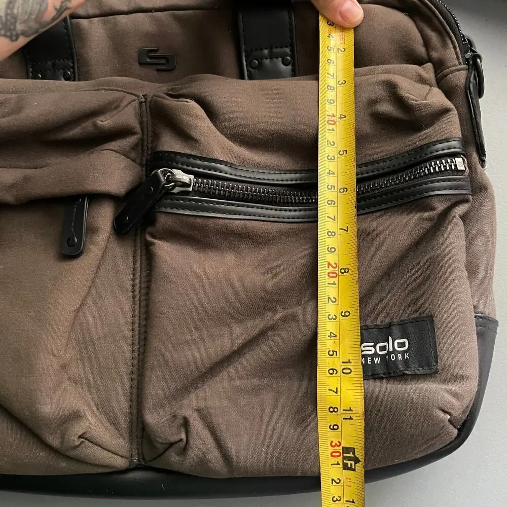 SOLO New York Hamish Briefcase Laptop Tablet Bag Brown Canvas & Leather